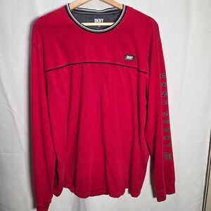DKNY Sport Men's Long Sleeve Crew Neck T-Shirt  XL Red with Black Lettering